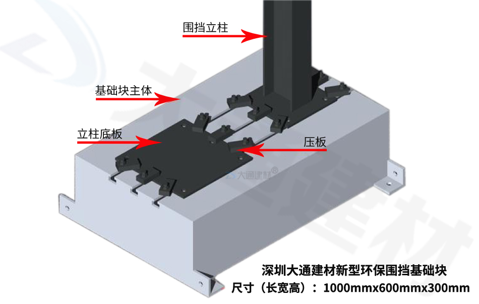 深圳大通建材推出一款新型環(huán)保圍擋基礎塊 現貨批發(fā)